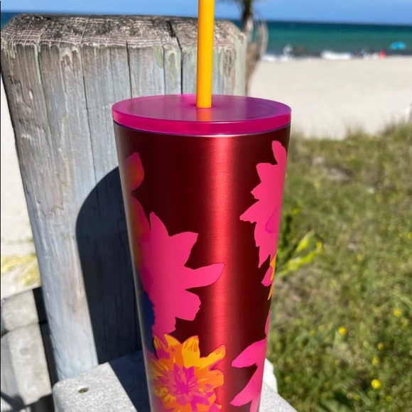 Starbucks Floral Stainless Steel Cup Pink Tumbler Cold Venti 24oz New 2022 - Picture 10 of 10